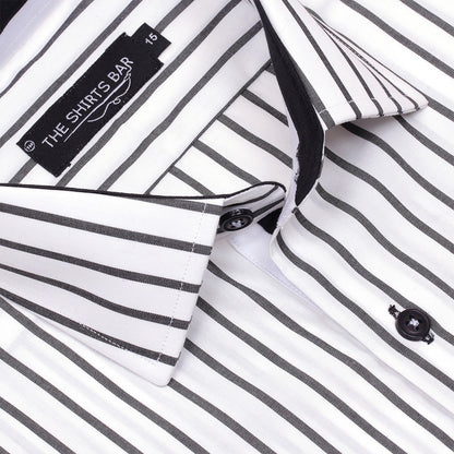 Stripe White and Black Tailored Shirt