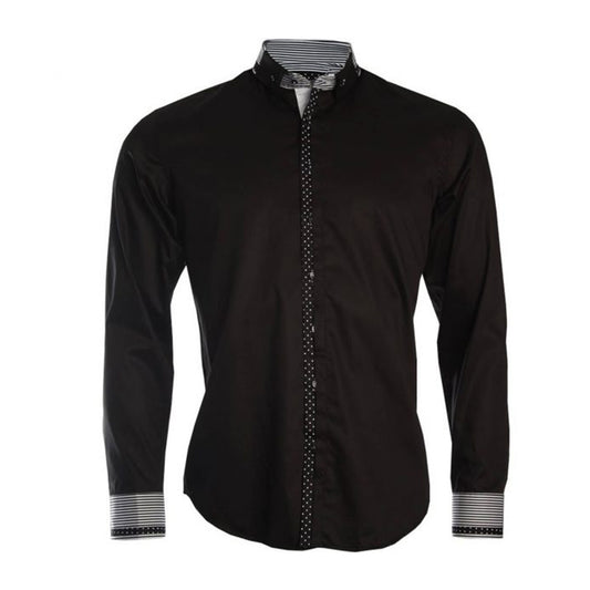 Dale Italian Style Black Button Down Collar