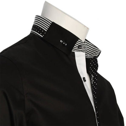 Dale Italian Style Black Button Down Collar