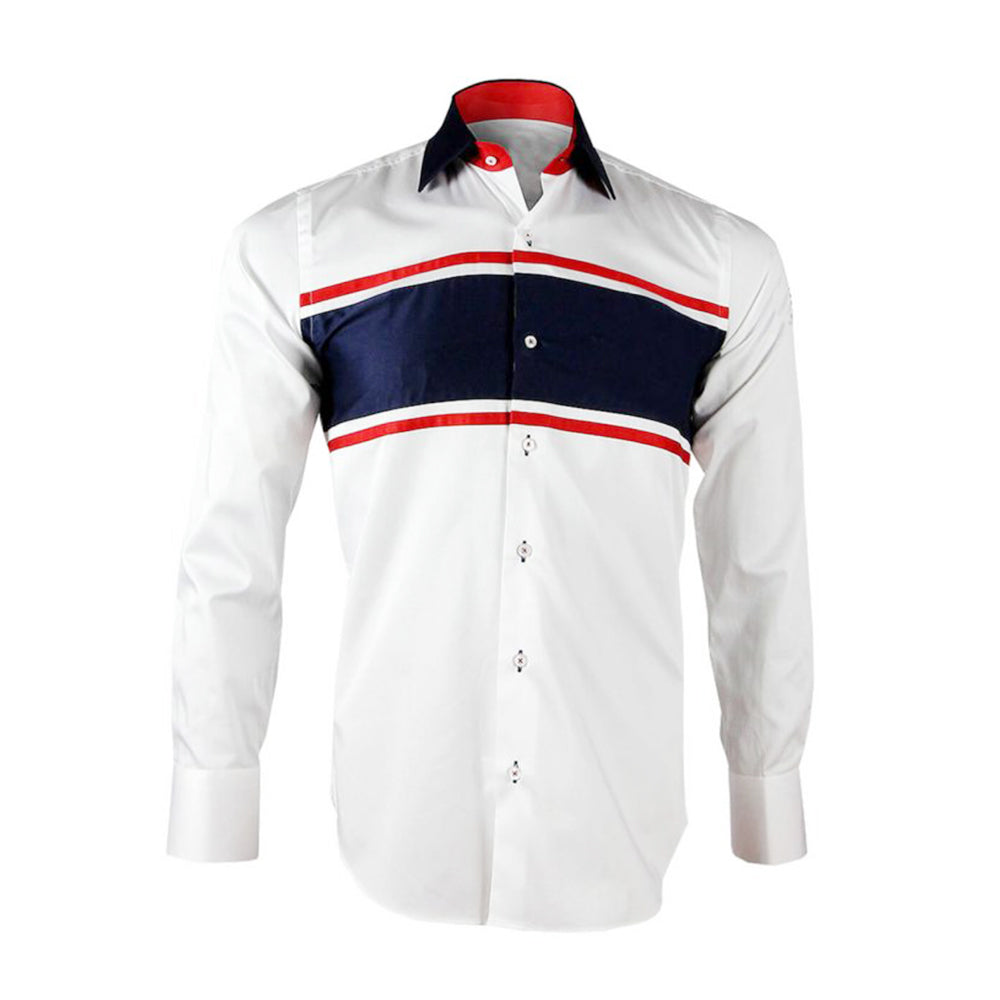 Reeves White And Navy Stripe Print